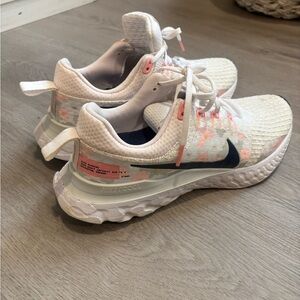 Nike React White and Coral Sneakers